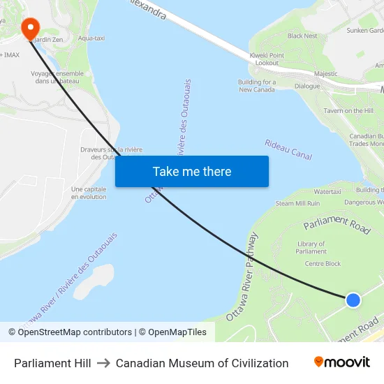 Parliament Hill to Canadian Museum of Civilization map