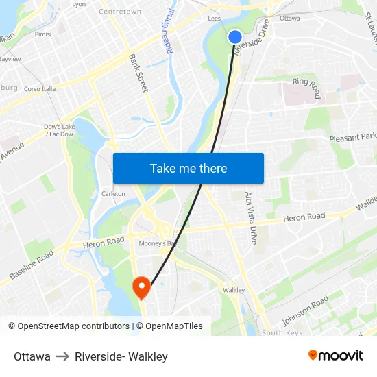 Ottawa to Riverside- Walkley map