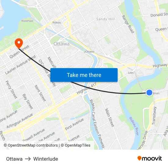 Ottawa to Winterlude map