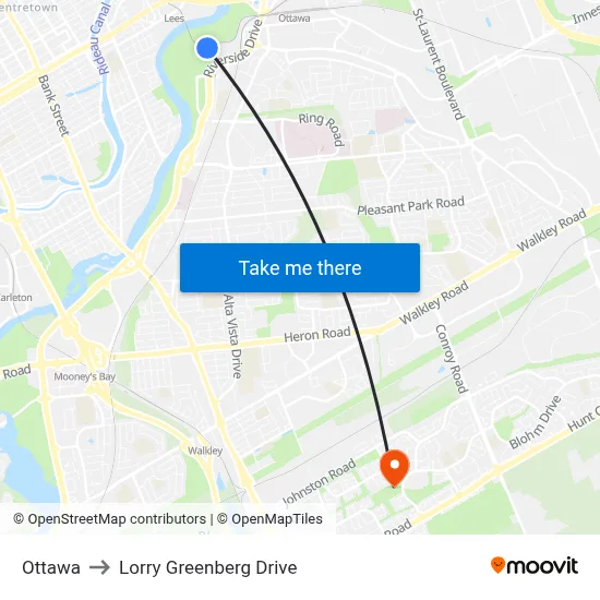 Ottawa to Lorry Greenberg Drive map