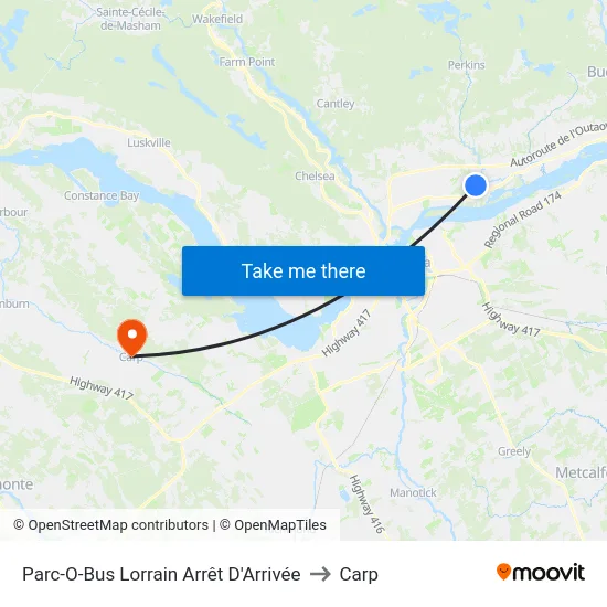 Parc-O-Bus Lorrain Arrêt D'Arrivée to Carp map