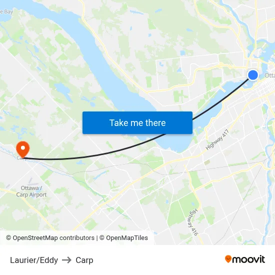Laurier/Eddy to Carp map