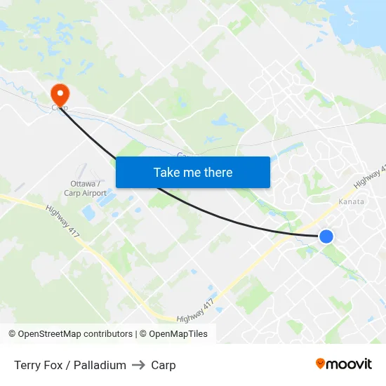Terry Fox / Palladium to Carp map