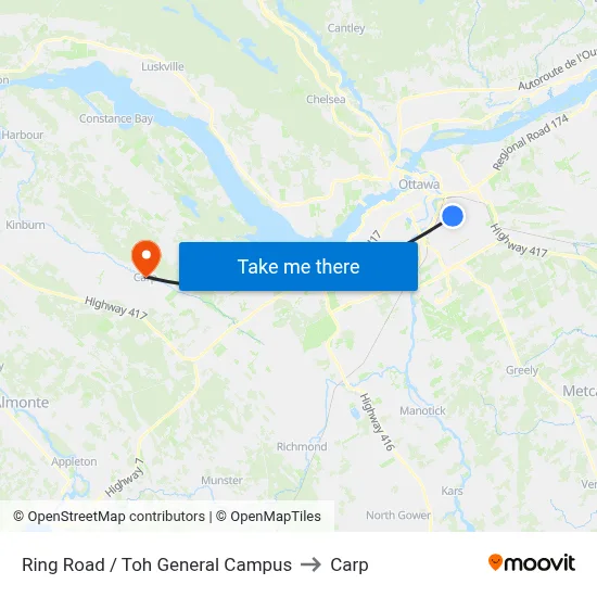Ring Road / Toh General Campus to Carp map