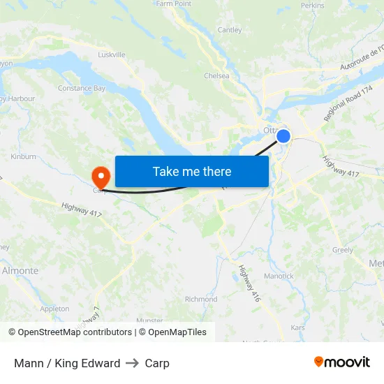 Mann / King Edward to Carp map