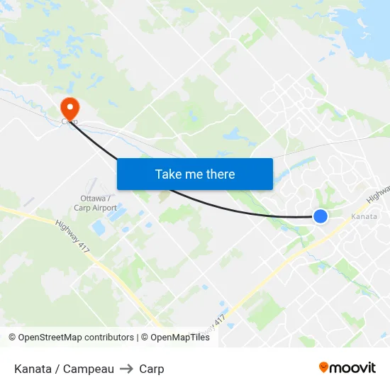 Kanata / Campeau to Carp map