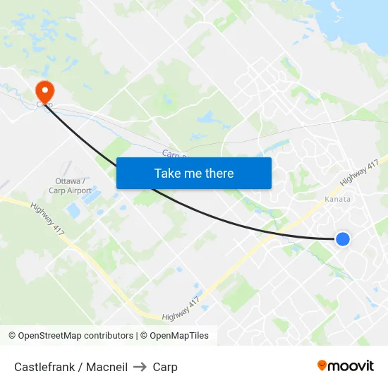 Castlefrank / Macneil to Carp map