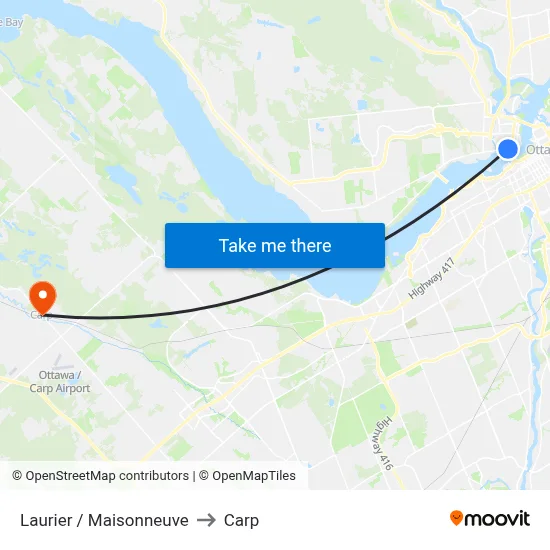 Laurier / Maisonneuve to Carp map