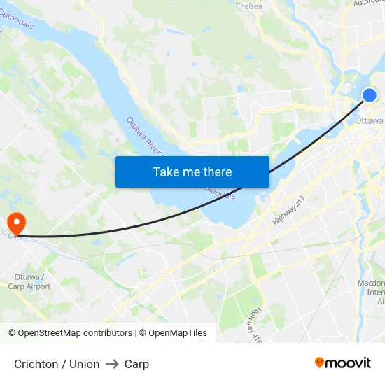 Crichton / Union to Carp map