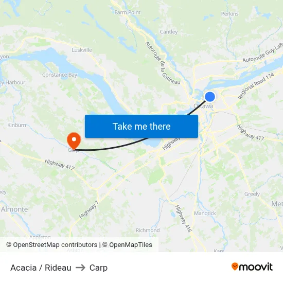 Acacia / Rideau to Carp map
