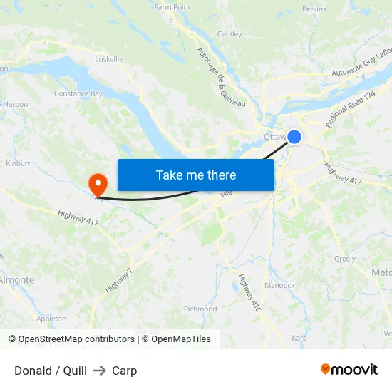 Donald / Quill to Carp map
