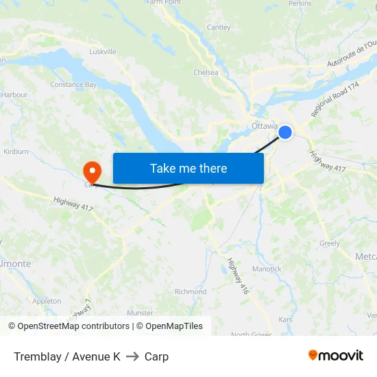 Tremblay / Avenue K to Carp map