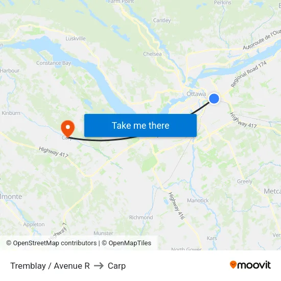 Tremblay / Avenue R to Carp map