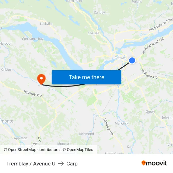 Tremblay / Avenue U to Carp map