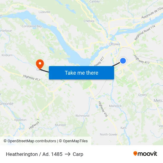 Heatherington / Ad. 1485 to Carp map