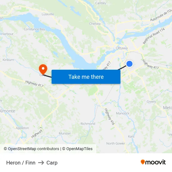 Heron / Finn to Carp map