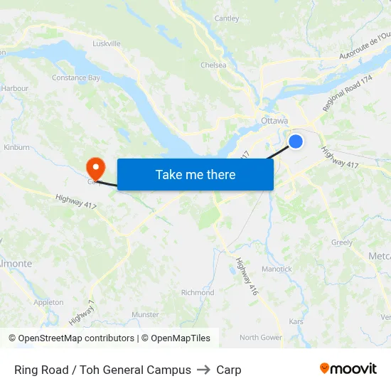 Ring Road / Toh General Campus to Carp map