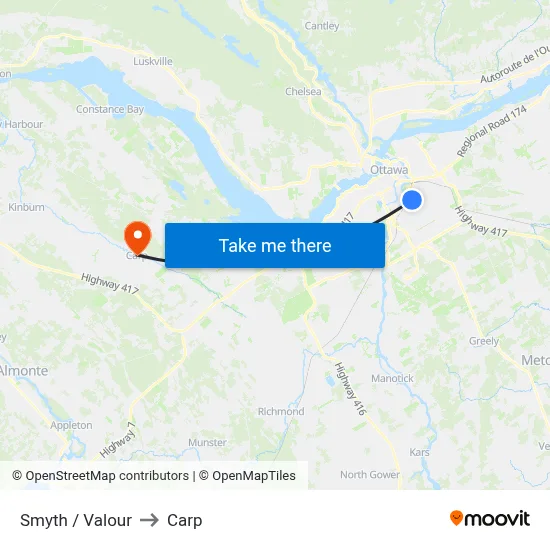 Smyth / Valour to Carp map