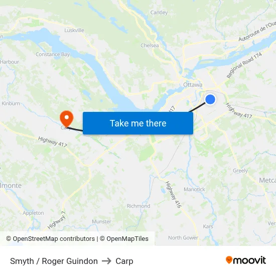 Smyth / Roger Guindon to Carp map