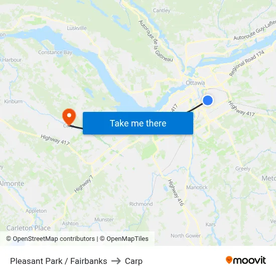 Pleasant Park / Fairbanks to Carp map