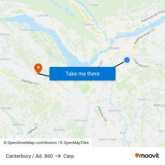 Canterbury / Ad. 860 to Carp map