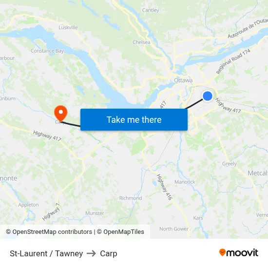 St-Laurent / Tawney to Carp map