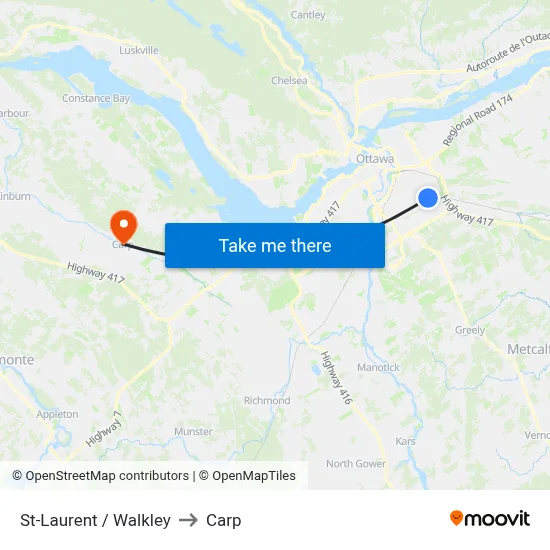 St-Laurent / Walkley to Carp map