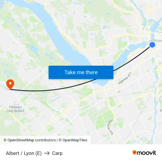 Albert / Lyon (E) to Carp map