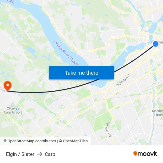Elgin / Slater to Carp map