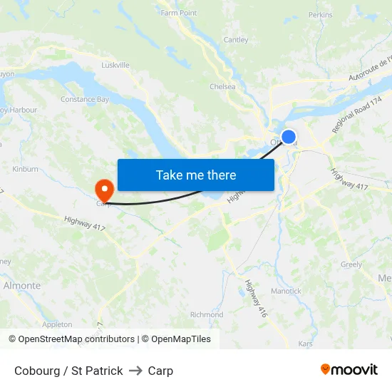 Cobourg / St Patrick to Carp map