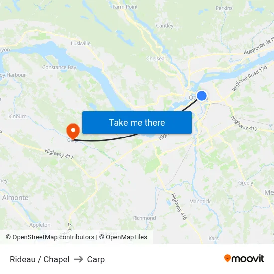 Rideau / Chapel to Carp map