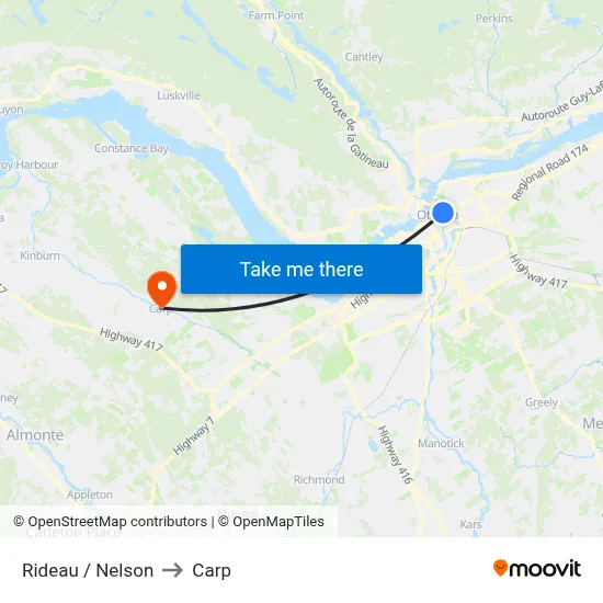 Rideau / Nelson to Carp map