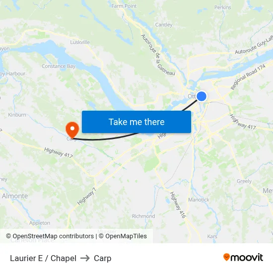 Laurier E / Chapel to Carp map