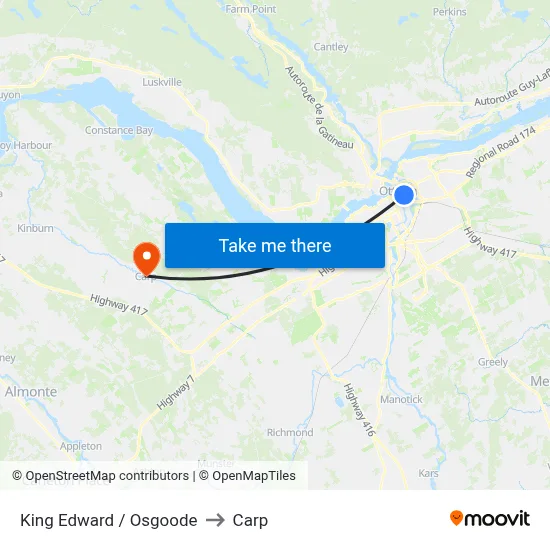 King Edward / Osgoode to Carp map