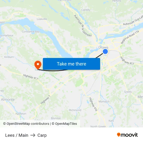 Lees / Main to Carp map