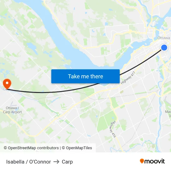 Isabella / O'Connor to Carp map