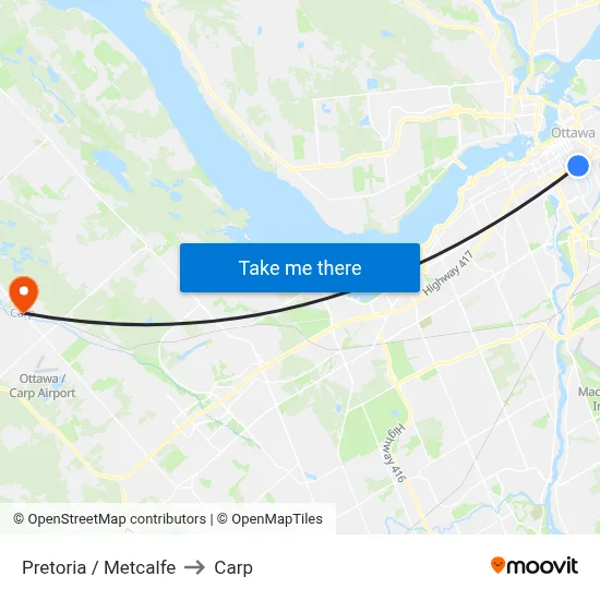 Pretoria / Metcalfe to Carp map