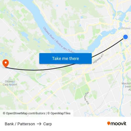 Bank / Patterson to Carp map