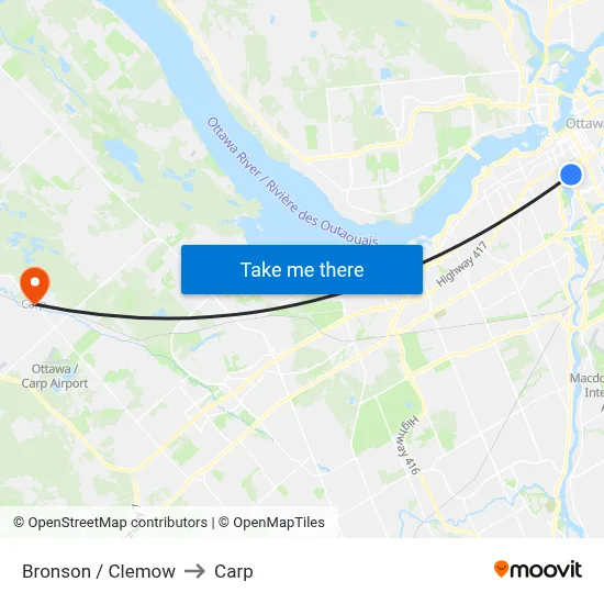 Bronson / Clemow to Carp map
