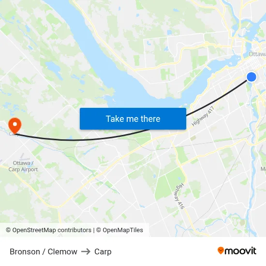 Bronson / Clemow to Carp map