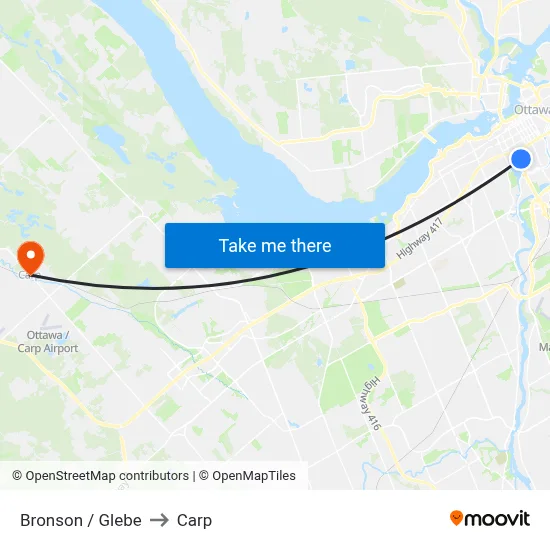 Bronson / Glebe to Carp map