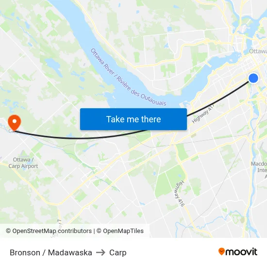 Bronson / Madawaska to Carp map