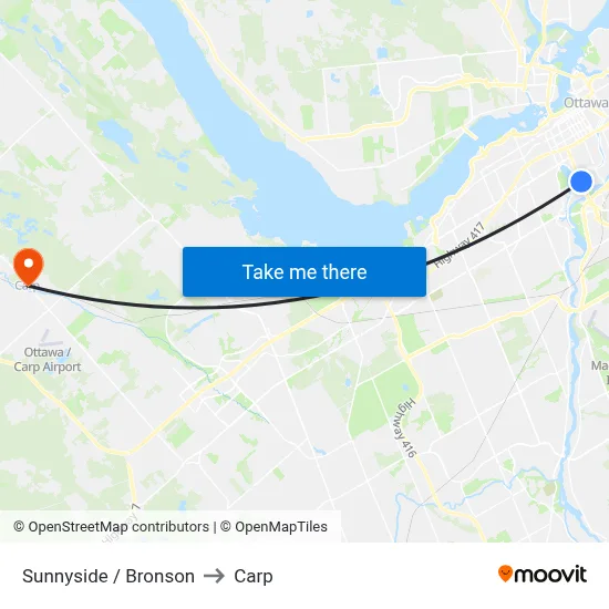 Sunnyside / Bronson to Carp map