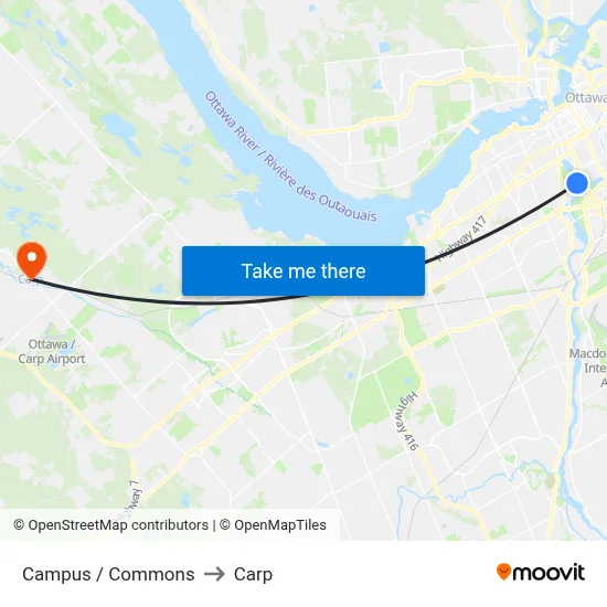 Campus / Commons to Carp map