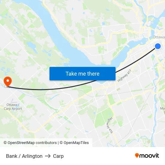 Bank / Arlington to Carp map