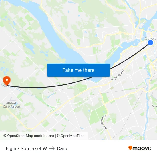 Elgin / Somerset W to Carp map