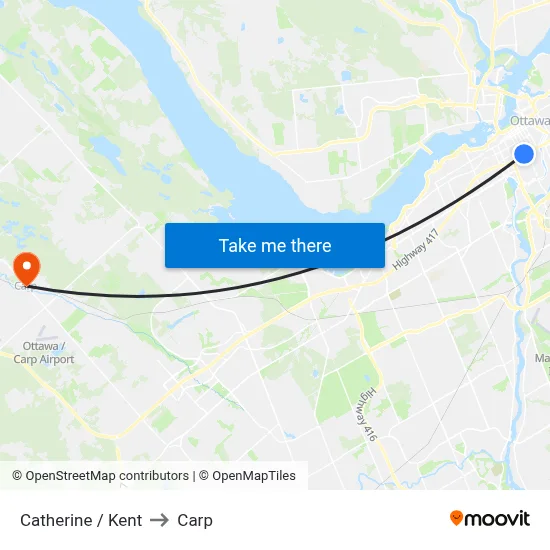 Catherine / Kent to Carp map