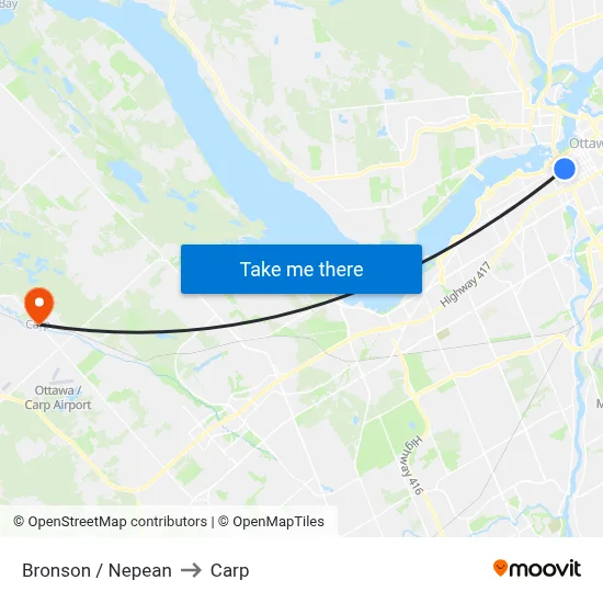 Bronson / Nepean to Carp map