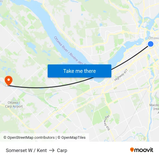 Somerset W / Kent to Carp map