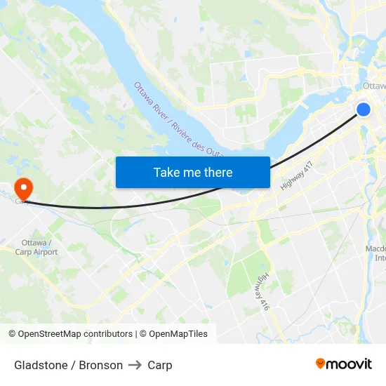 Gladstone / Bronson to Carp map